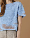 T-shirt med sadelskulder & striber